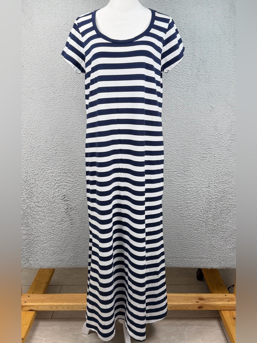 Polo Ralph Lauren T Shirt Maxi Dress Womens XL Blue Navy Striped Nautical